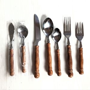 Old Homestead Style Wooden Handle Stainless Steel Flatwear